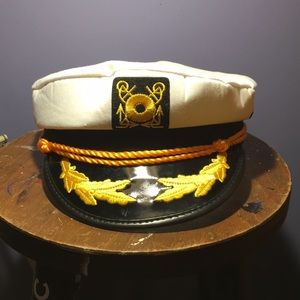 Nautical ship captains hat adjustable yellow scrambled eggs brimmed sailors cap
